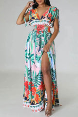 Casual Sleeveless French Print Maxi Dress