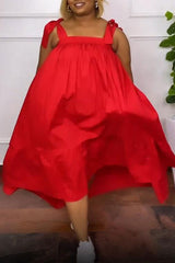 Plus Size Solid Color Camisole Long Dress