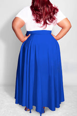 Plus Size Lace Pocket Letter Print A-Line Maxi Dress