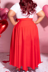 Plus Size Lace Pocket Letter Print A-Line Maxi Dress