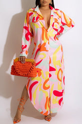 Resort Print Shirt Maxi Dress