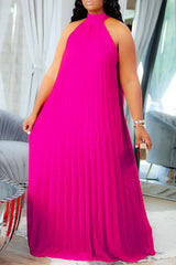 Plus Size Fashion Pleated Loose Elegant Sleeveless Long Dress