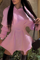 Individual Design Waist Irregular Hooded Short Dress