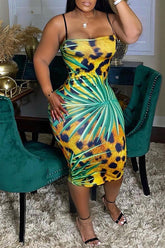 Fashion Print Sexy Sling Tight Hip Dress