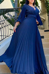 Fashion V-Neck Sexy Pleated Pleated Dress