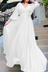 Fashion V-Neck Sexy Pleated Pleated Dress