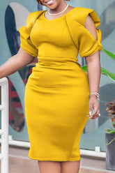 Fashion Solid Color Pack Hip OL Temperament Tuner Dress