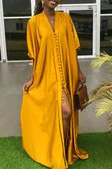 Fashion Loose Solid Color Slit Dress