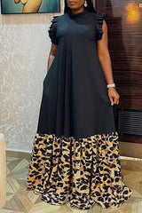 Sexy Plus Size Panelled Leopard Print Dress