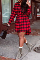 Fashion Classic Metallic Button Plaid Cardigan Dress