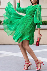 Fashion Chiffon Pleated Lotus Tail Loose Plus Size Dress