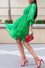 Fashion Chiffon Pleated Lotus Tail Loose Plus Size Dress