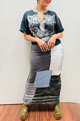 Animal Print Contrast Color T-Shirt Dress