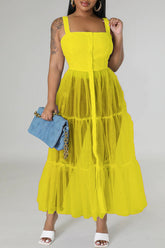 New Fashion Sexy Sling Mesh Stitching Dress