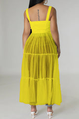 New Fashion Sexy Sling Mesh Stitching Dress