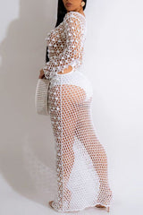 Fashion Hand Knitted Casual Hollow Sequin Beach Dress
