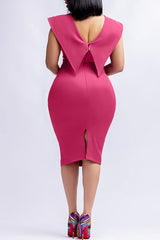 Commuting Square Neck Sleeveless Temperament Back Zipper Slit Package Hip Dress