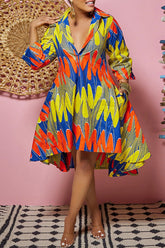 Pretty V-neck Pocket A-line Shirt Midi Dress