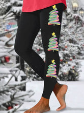 Oil Painting Christmas Tree Print Leggings