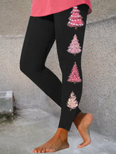 Pink Christmas Tree Print Leggings