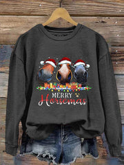 Merry Horsemas Print Sweatshirt