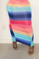 Colorblock Split Back Cami Maxi Dress