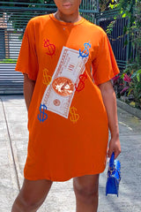 Dollar Graphic Slant Pocket Tee Dress