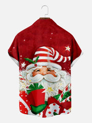 Christmas Elements Sunbathing Santa Claus Printing Short Sleeve Shirt