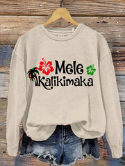 Hawaiian Christmas Mele Kalikimaka Hibiscus Sweatshirt