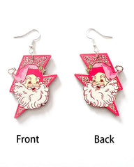 Pink Lightning Leopard Santa Earrings
