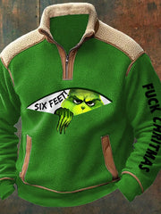 Funny Classic Christmas Character Sex Feet People! Fuck Christmas Plush Colorblock Zip Pullover