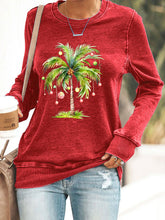 Casual Christmas Palm Tree Printed Long Sleeve Sweatshirt