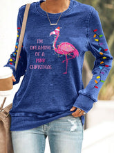 Christmas Flamingo Print Sweatshirt
