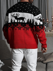 Christmas Pattern Color Block Sweater