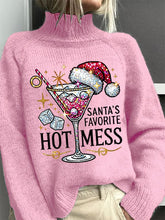 Christmas Santa's Favorite Hot Mess Turtleneck Knit Sweater