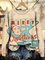 Retro Christmas Print Casual Sweatshirt