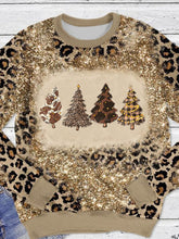 Christmas Tree Leopard Print Casual Sweatshirt