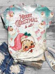 Christmas Santa Print Crew Neck T-Shirt