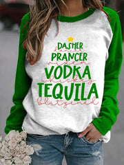 Funny Christmas Dasher Dancer Prancer Vixen Comet Cupid Donner Blitzen Rudolphr Printed Sweatshirt