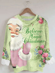 Casual Santa Claus Print Long Sleeve Sweatshirt