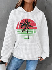 Christmas Palm Tree Print Casual Sweatshirt