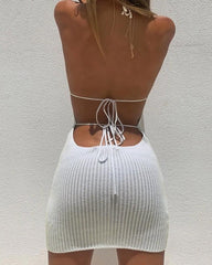 Solid Strappy Bakcless Skinny Mini Dress