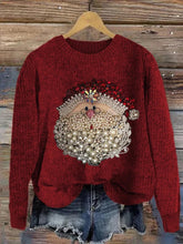 Women's Christmas Santa Claus Jewel Art Crew Neck Sweatshirt