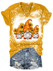 Sunflower Gnome Print Tie Dye Top