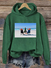 Christmas printed hooded sweatshirt