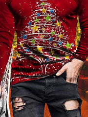 Christmas Print Crew Neck Long Sleeve T-Shirt