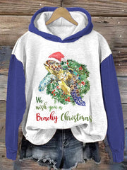 womens we wish you a beachy christmas hooded sweatshirt