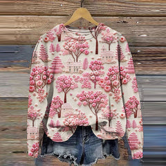 Floral Embroidery Art Print Casual Sweatshirt