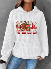 Tis The Season Christmas Football Print Waffle Hoodie