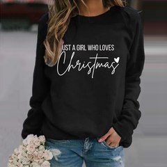 Retro Just A Girl Who Loves Christmas Print Sweatshirt